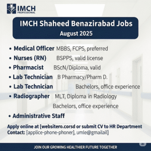 IMCH Shaheed Benazirabad Jobs August 2025