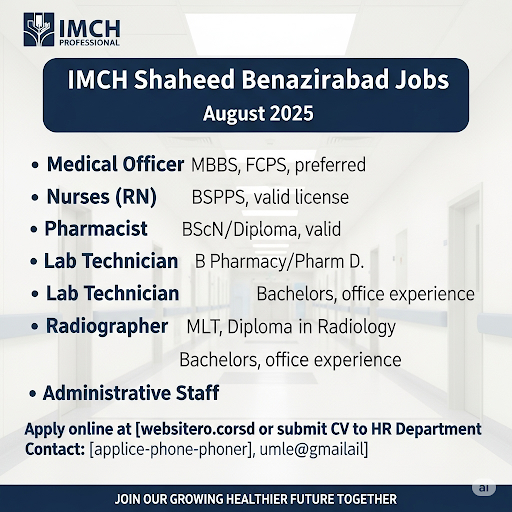 IMCH Shaheed Benazirabad Jobs August 2025