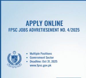 FPSC Jobs Advertisement No 4 2025